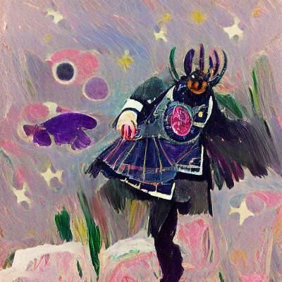 Abstract Magical Girl Transformation in Expressionist Style