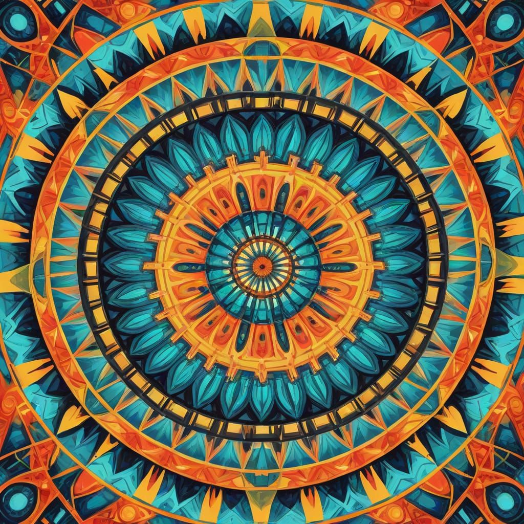 Vibrant Kaleidoscope of Symmetrical Geometric Abstraction