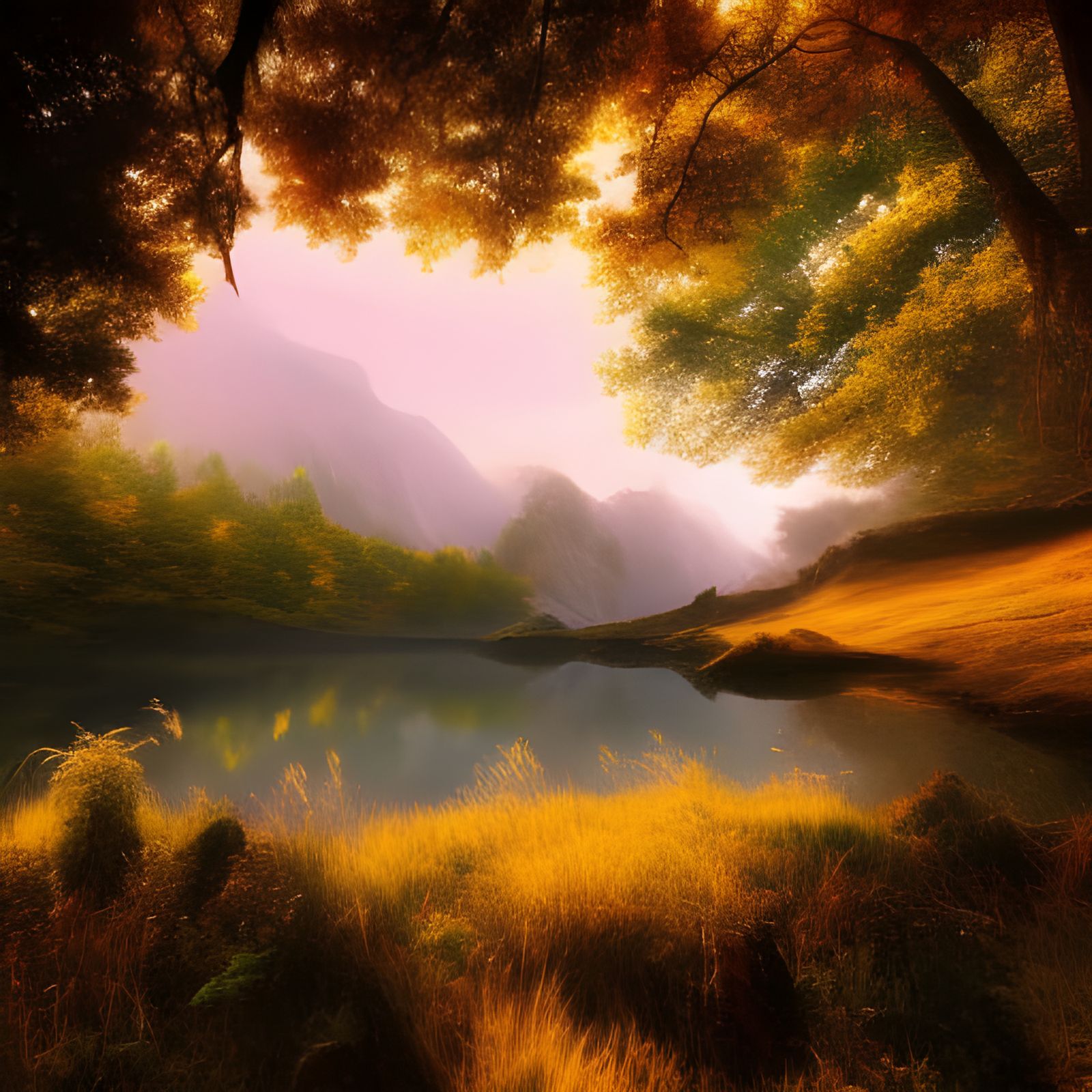 Autumn Lake: Hyperdetailed Splash Art