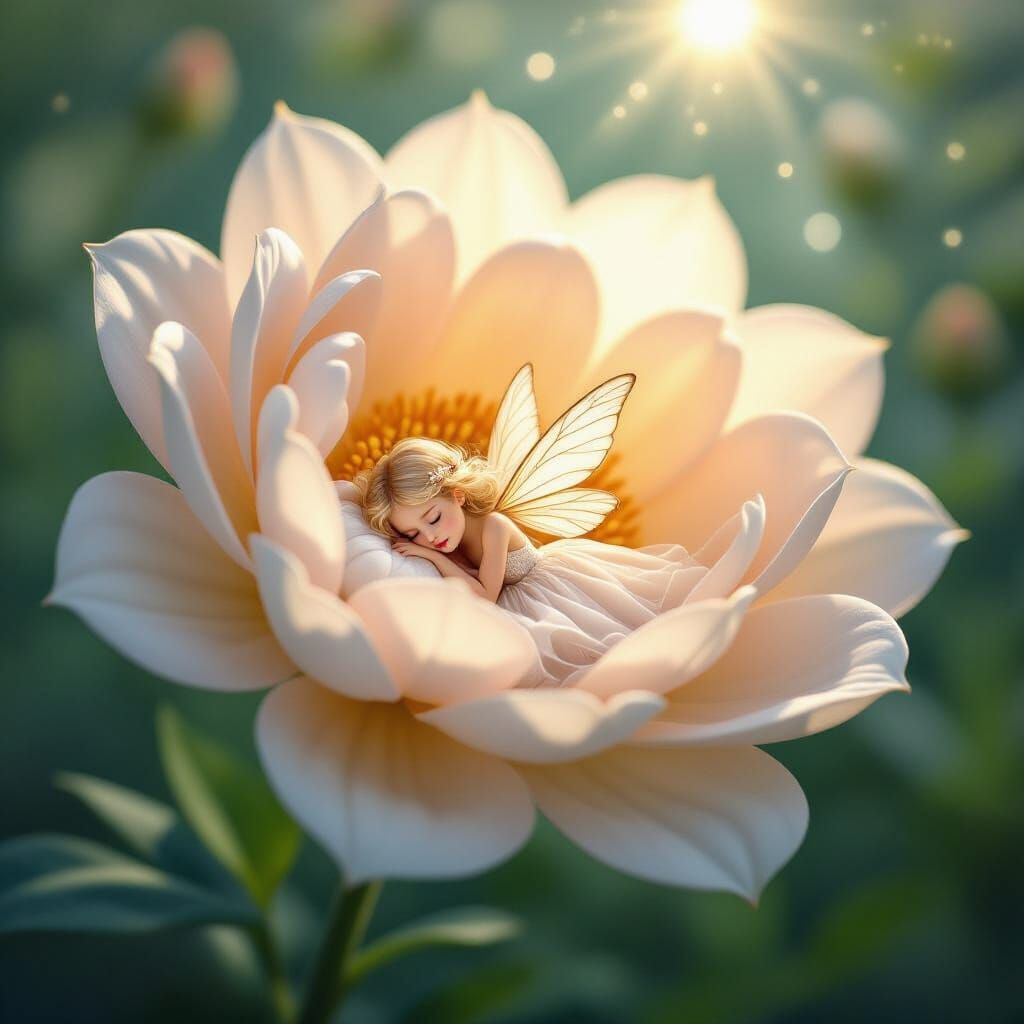 Magical Fairy Revealed in Colossal Moonlit Flower