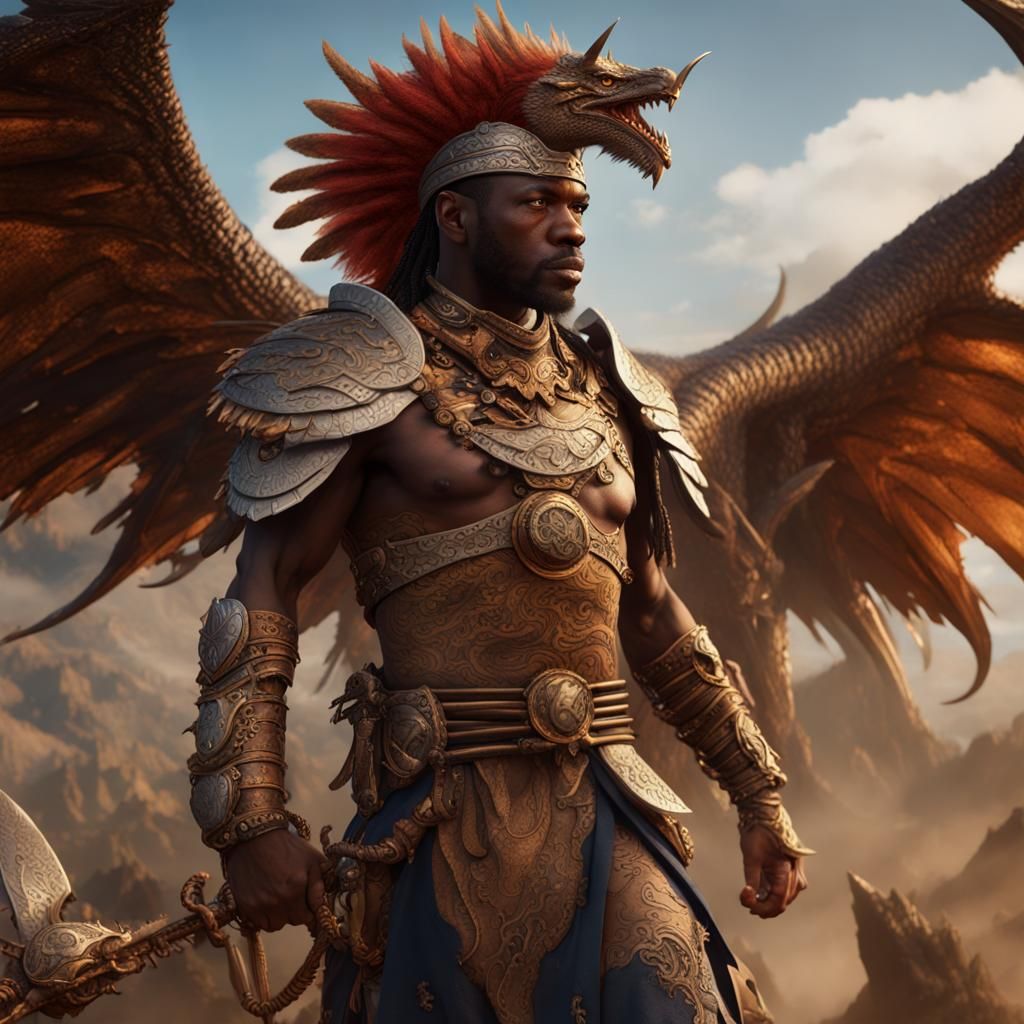 Dragon-Winged Zulu Warrior: Fantasy Concept Art