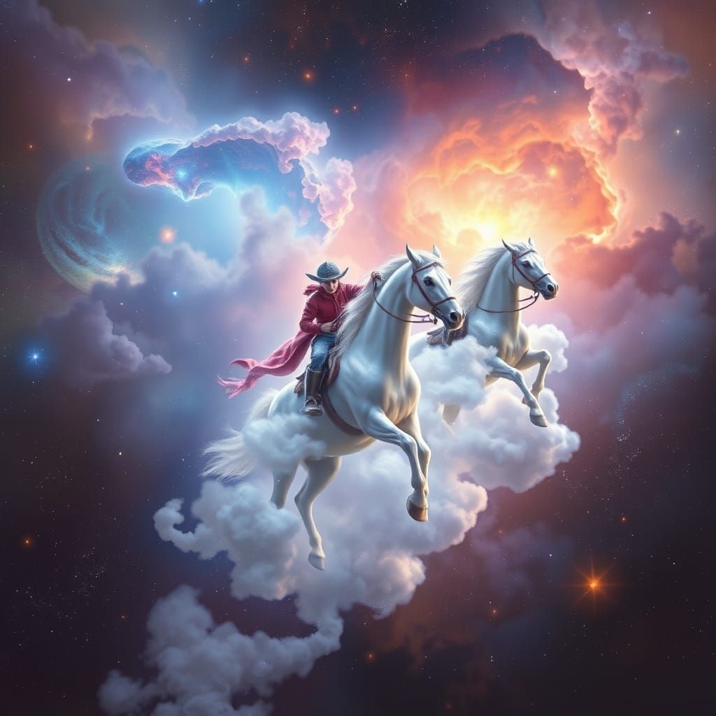 Ephemeral Riders on Cloud Horses Through Nebula