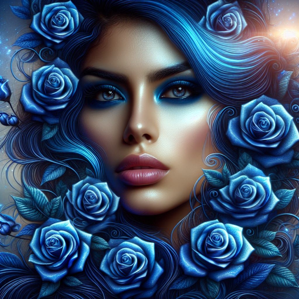 a  surreal portrait of a beautiful woman, the woman has beau...