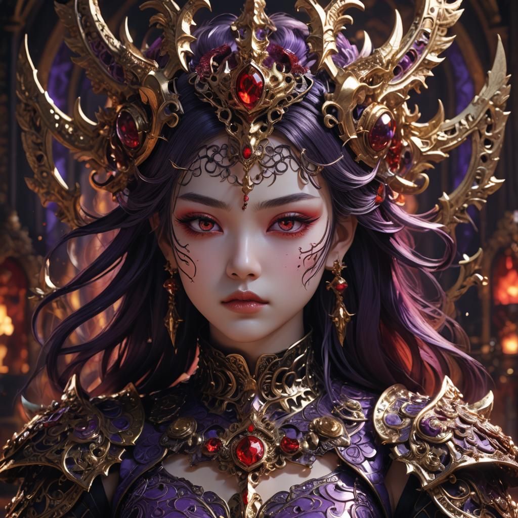 Hell Princess in Ornate Armor, 3D Anime Art