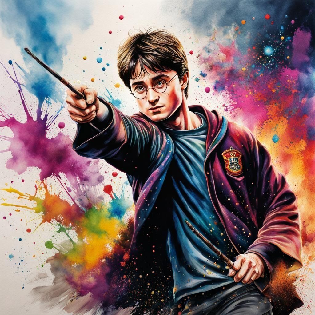Harry Potter Readying His Wand in Detailed Digital Art