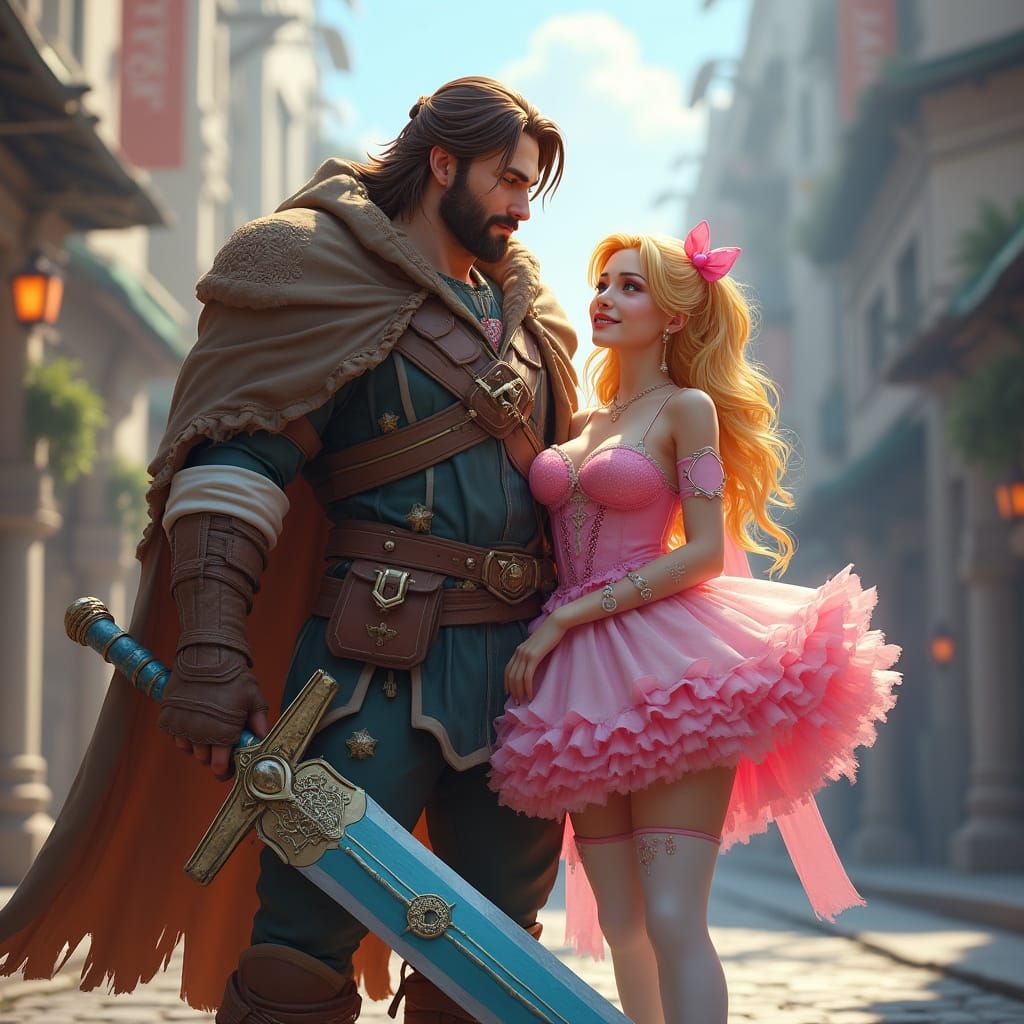 Cyberpunk Rogue and Kawaii Gamer Couple in Dynamic Lighting