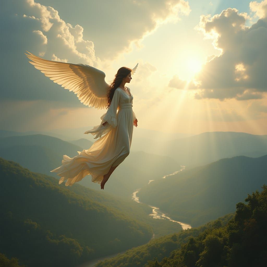 Angel of Hope Descends from Heavenly Skies