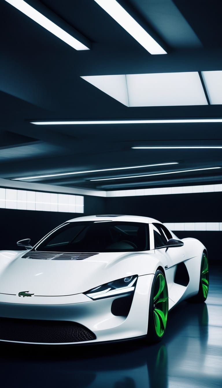 Luxury Electric Sports Car in Modern Showroom