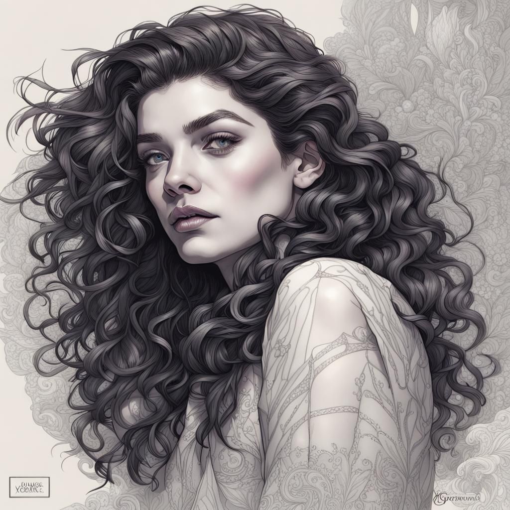 Lorde Ink Pen Line Art Portrait
