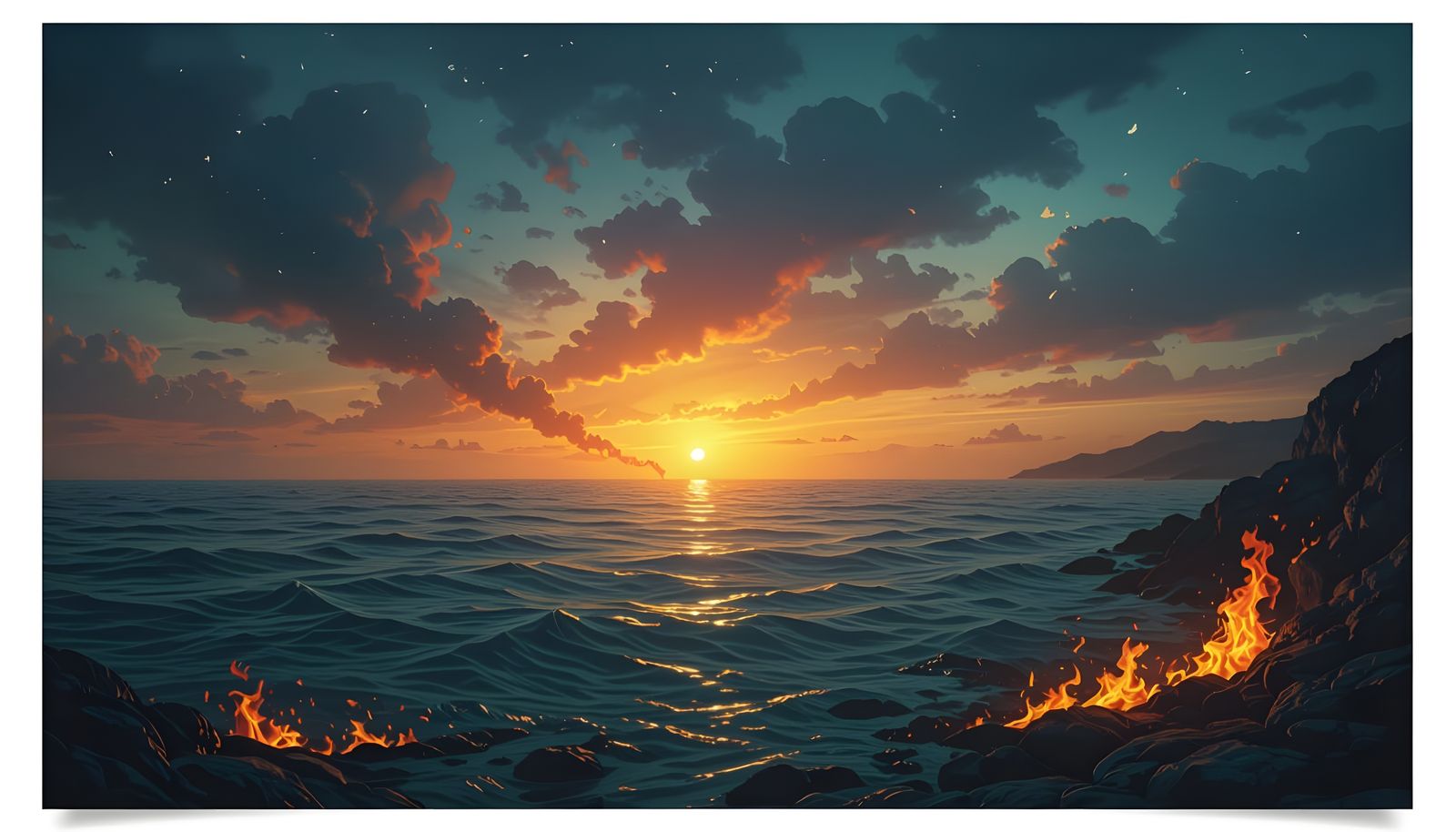 Underwater Sea Fire Landscape