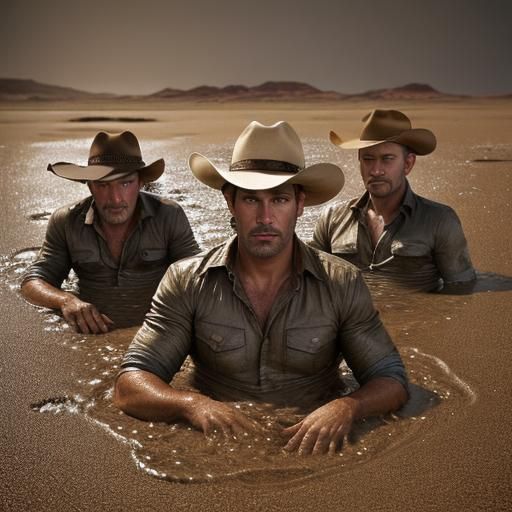 Gay Cowboys Sinking: Professional Studio Portrait
