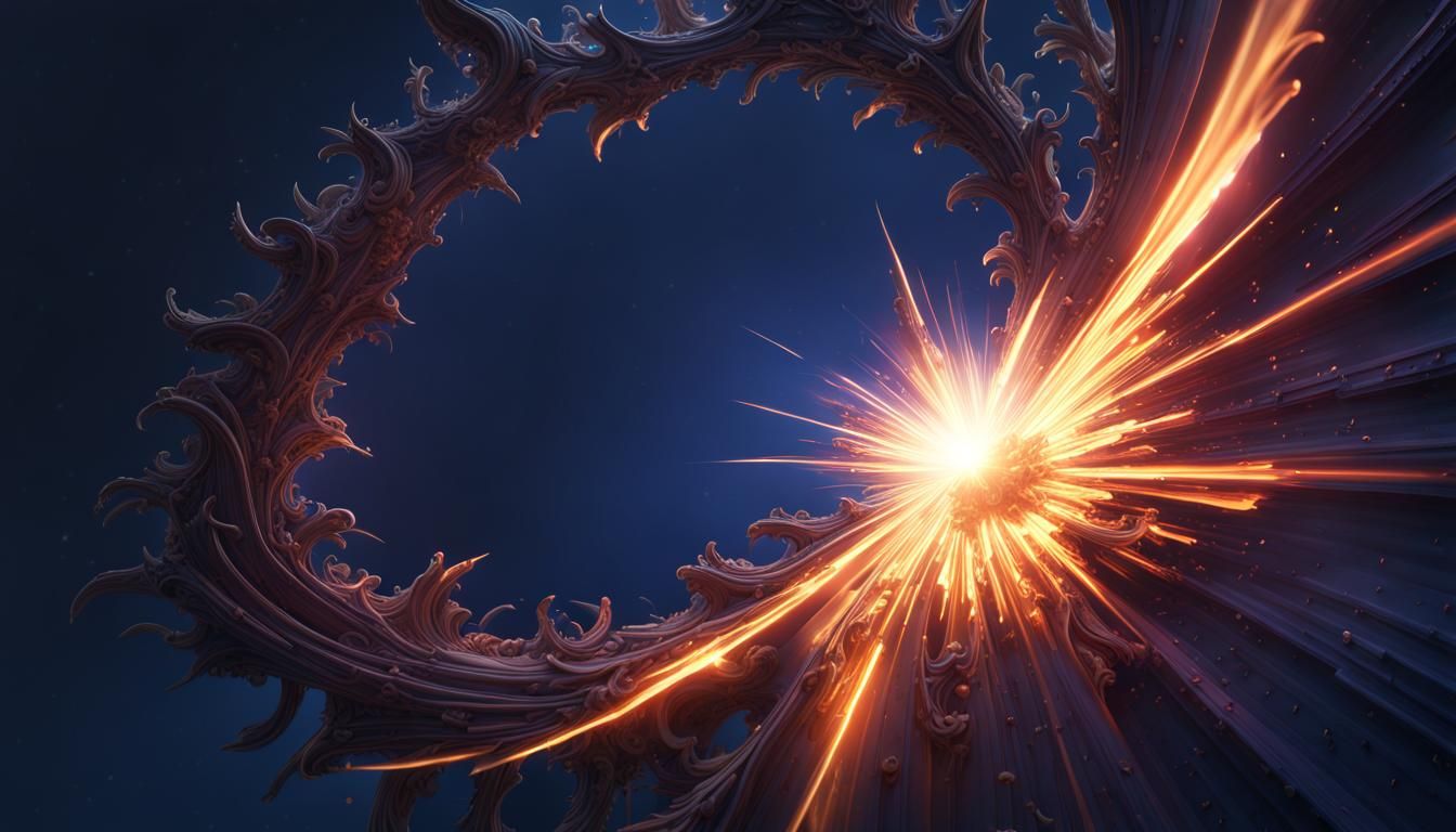 Starburst Flare on Deep Blue Background: Digital Art