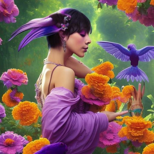 Rainbow Parrot Portrait in Hyperdetailed Art Style