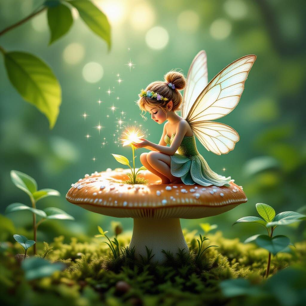 Tiny Fairy Crafts Glowing Flower from Stardust