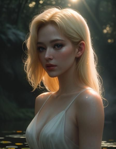 Enticing Nymph in Pond, Cinematic Film Still