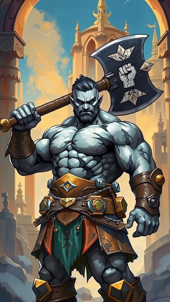 Mighty Dwarf Warrior with Battleaxe in High Fantasy Style