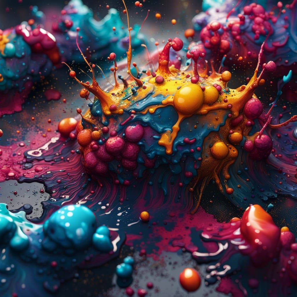 Colorful Ink Splatter: Detailed Fantasy Concept Art