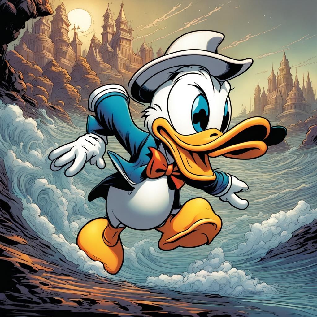 Donald Duck in Comic Book Art Style