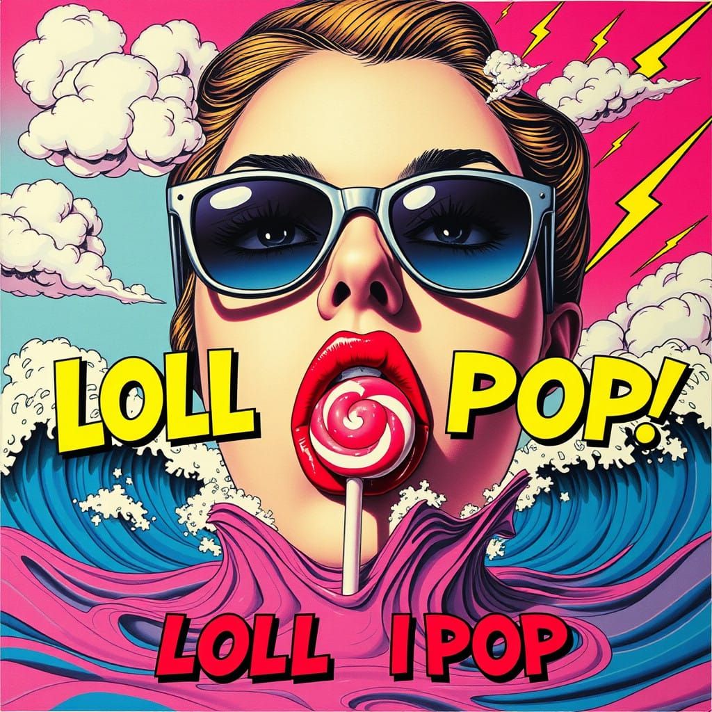 Vibrant Pop Art Goddess Conquers Candy-Colored Chaos