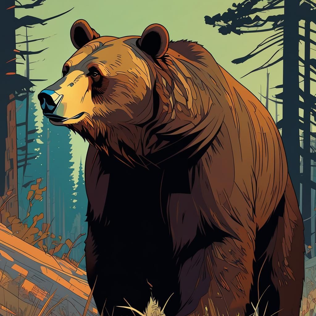 Ussuri Brown Bear Illustration