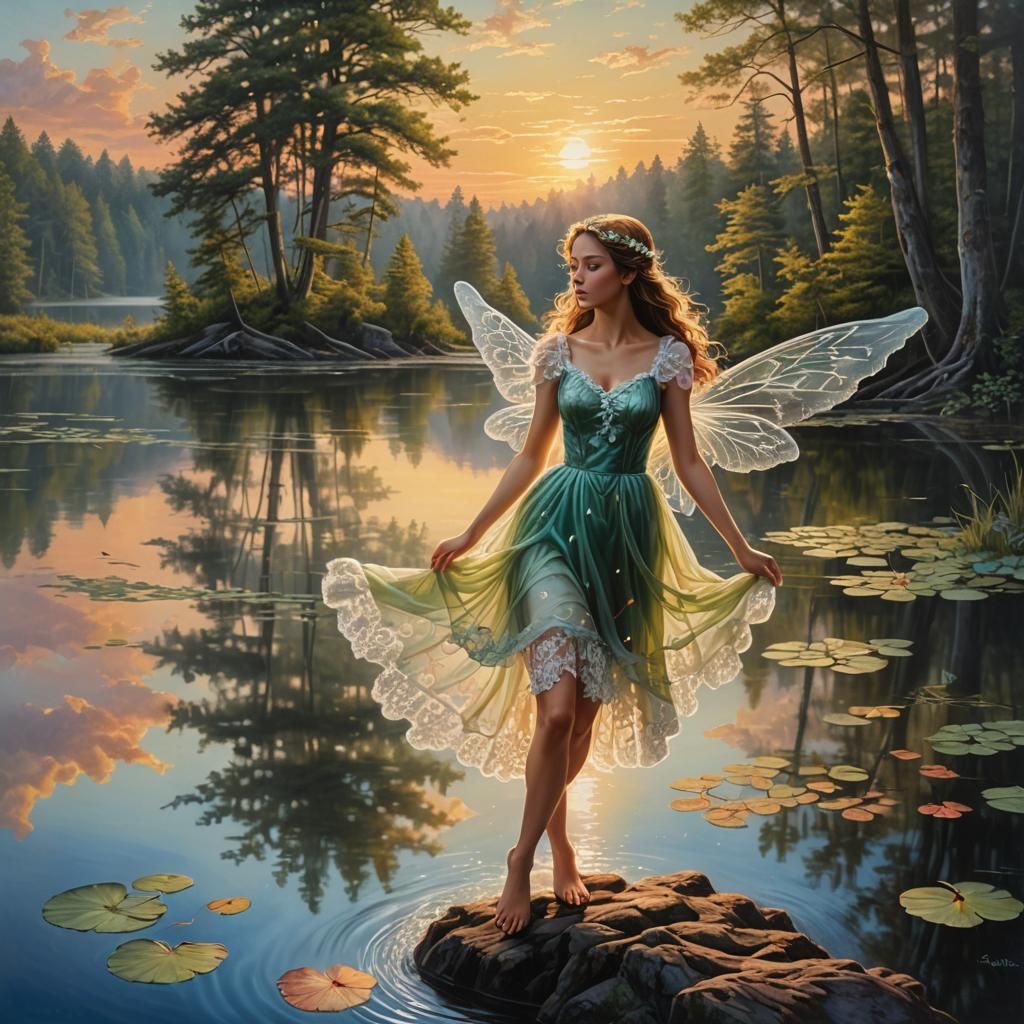 A captivating super photorealistic we glossy oil painting ca...