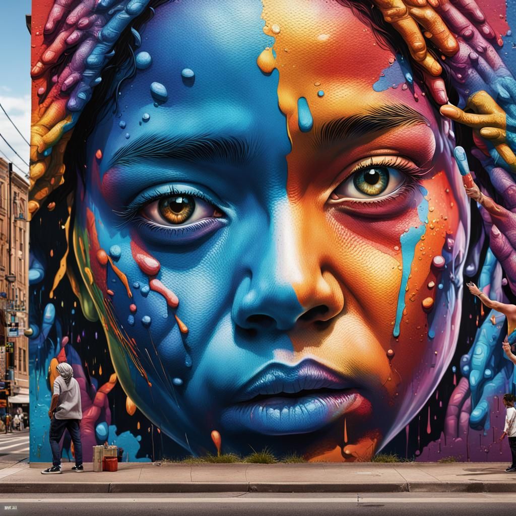 Hyperrealistic Citizens of Mural City Concept Art