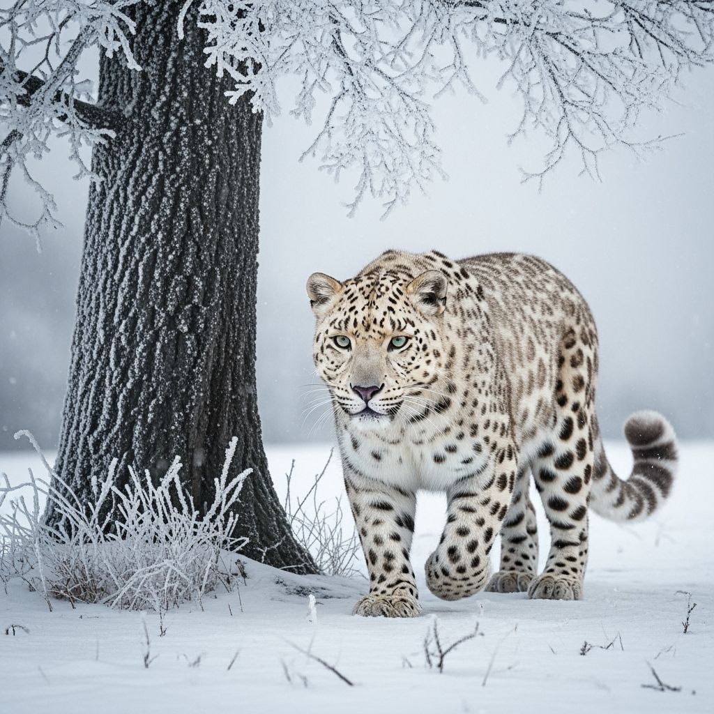 Majestic Snow Leopard in Digital Painting Style