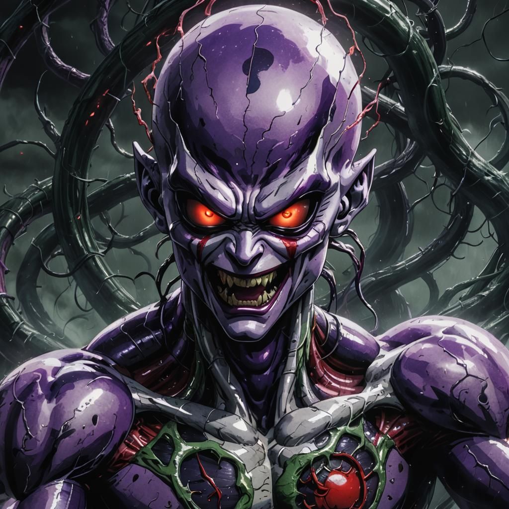 Frieza Possessed by Venom in Gothic Comic Art