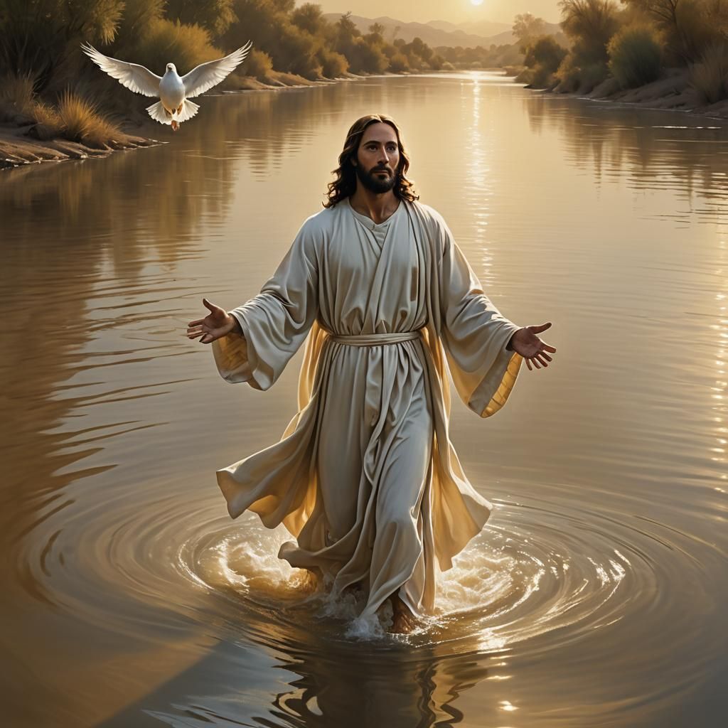 Jesus' Baptism: Surreal Dove Descends in Dreamy Light