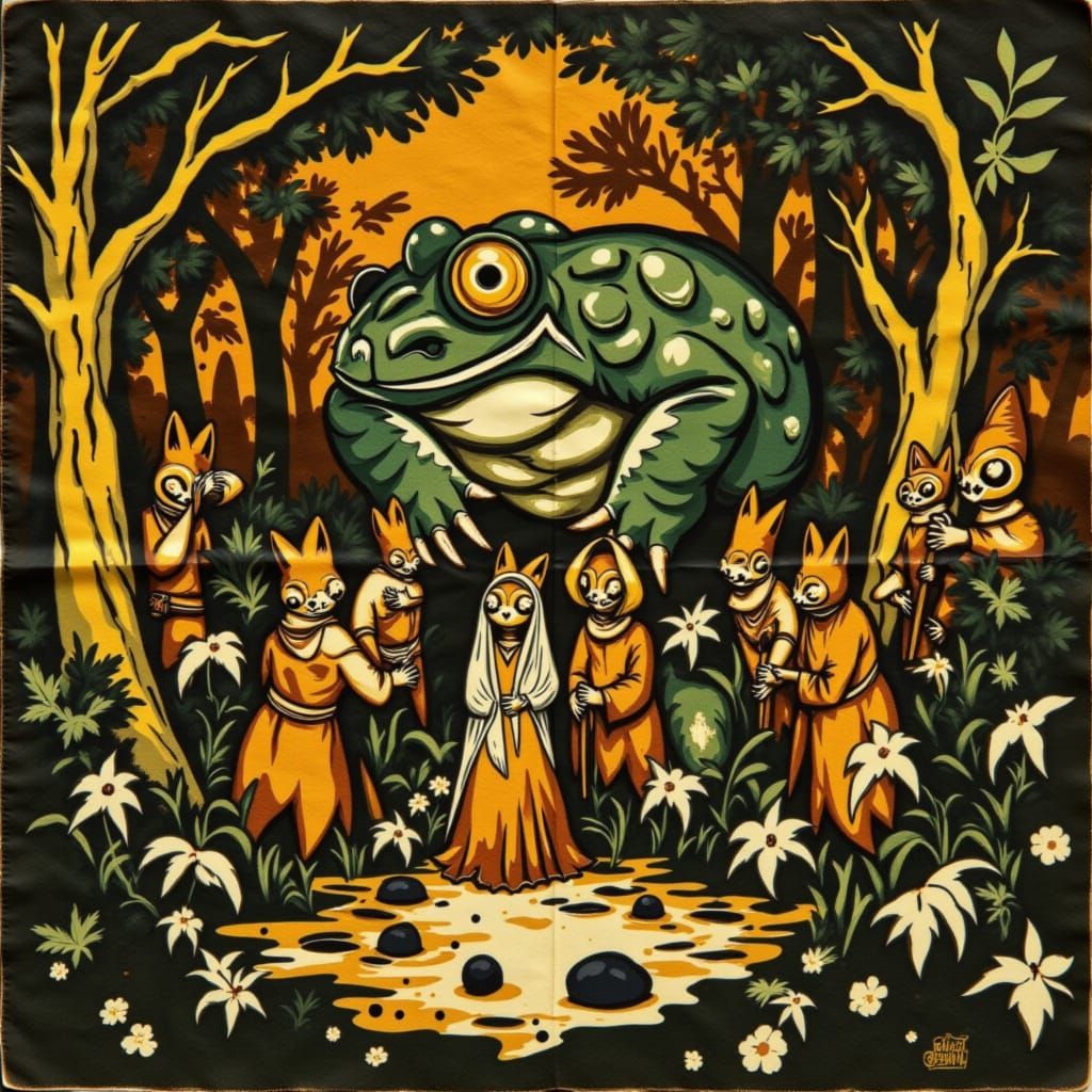 Toad and Fox Wedding in Matisse Style