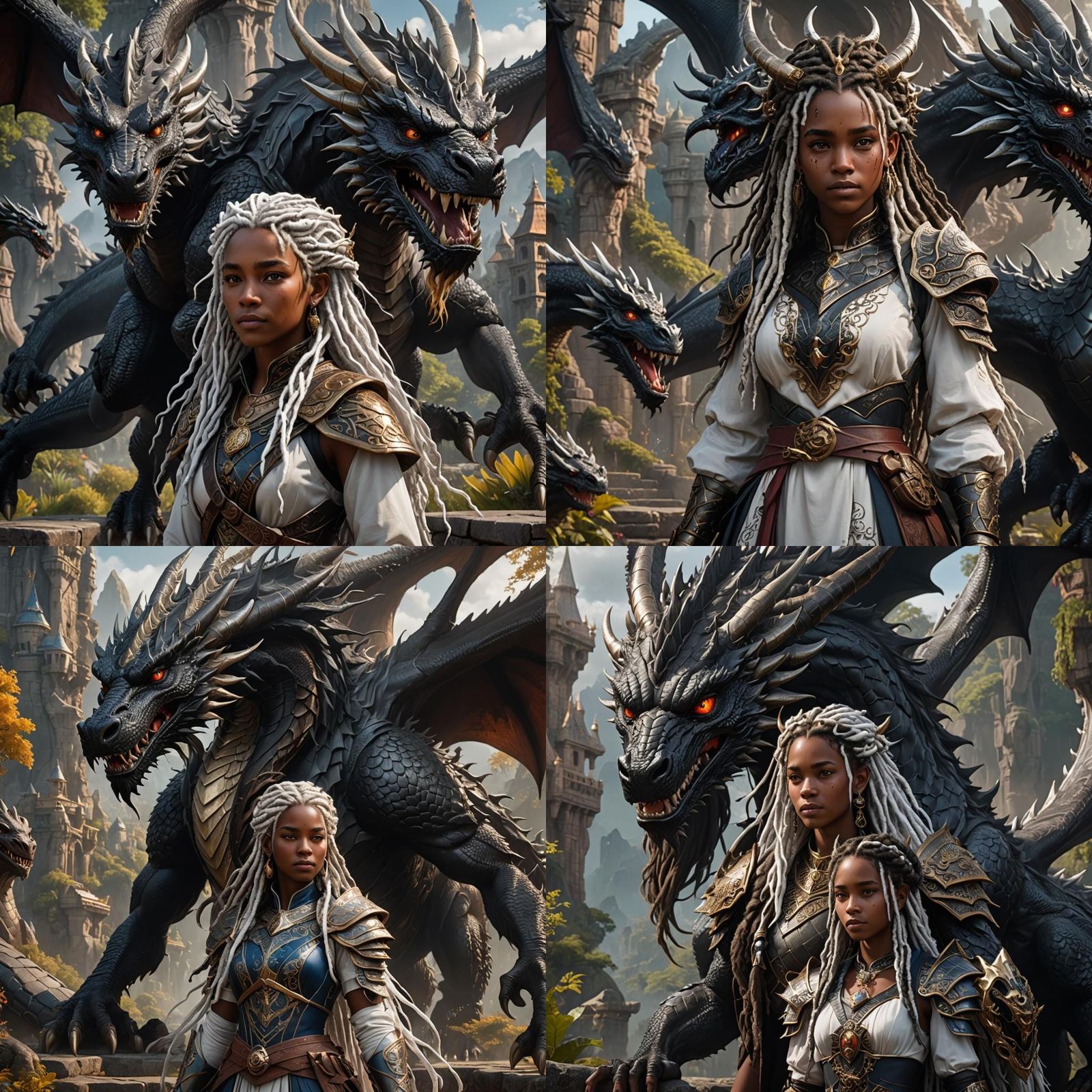 Black Dragon and Princess: Fantasy Concept Art