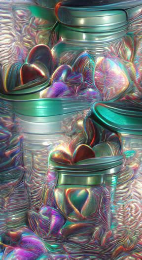 Iridescent 3D Jar of Hearts in 8K