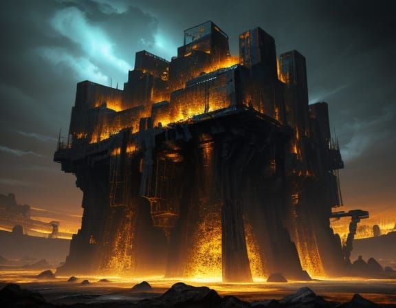 Abstract Painting Trapped in Ore, El Greco Lighting