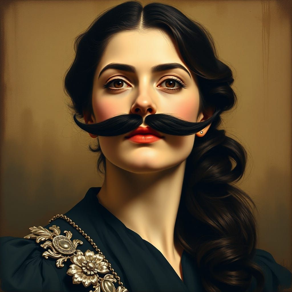 Woman of Classic Elegance in 19th-Century Portrait Style