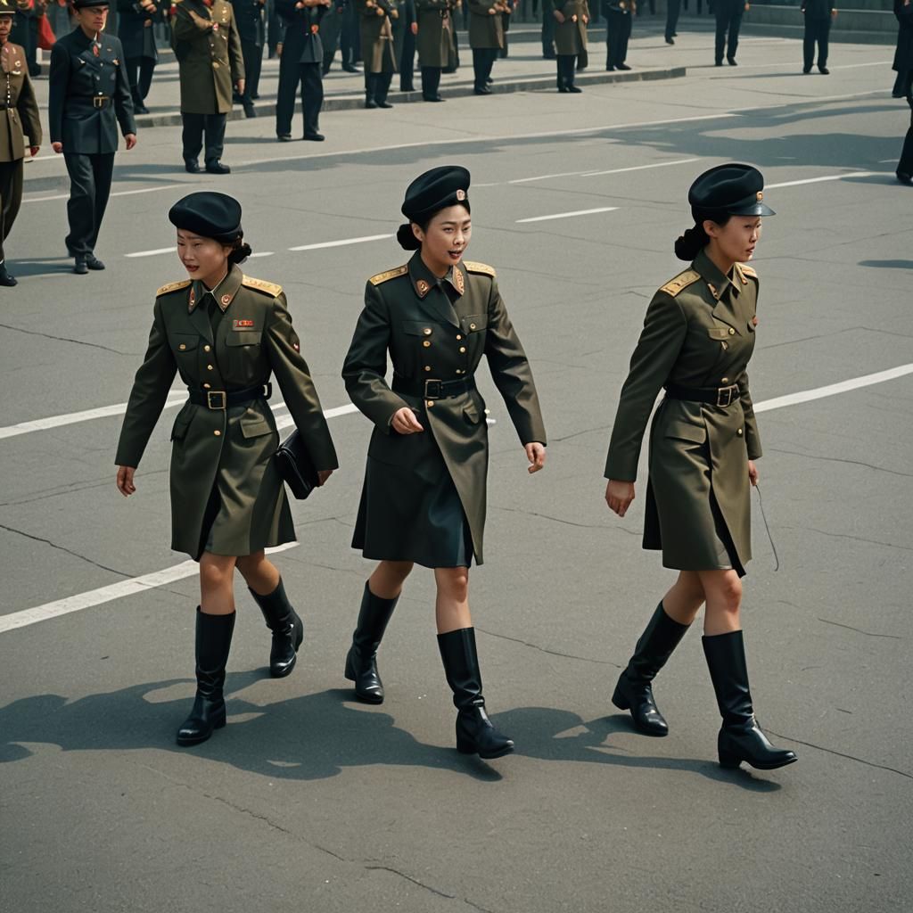 North Korean Female Soldiers in Parade