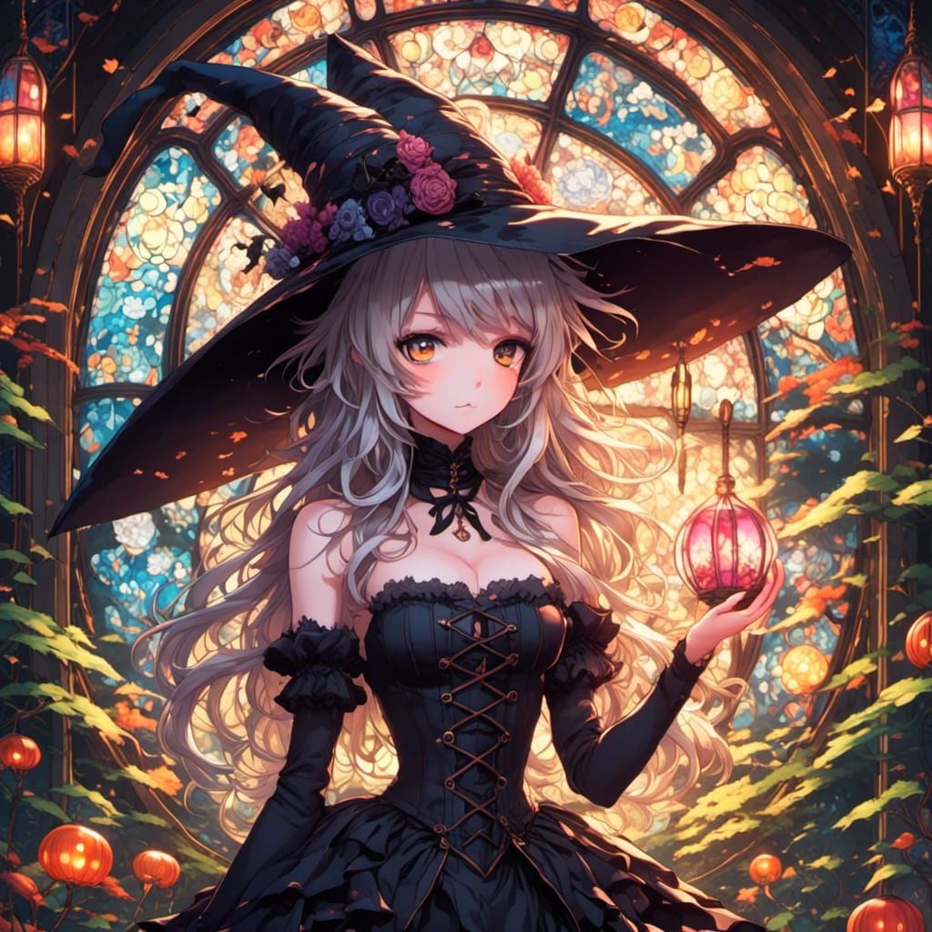 Chibi Witch in Victorian Gown Anime Style