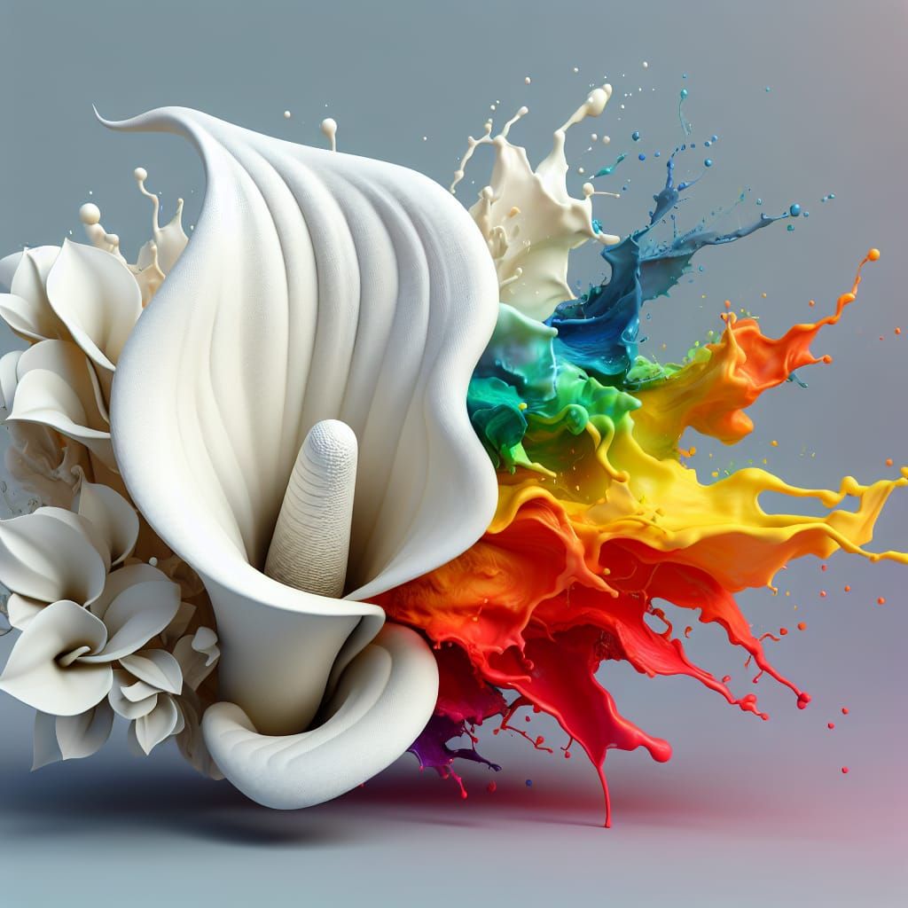 Elegant Calla Lily 3D Sculpture with Colorful Burst