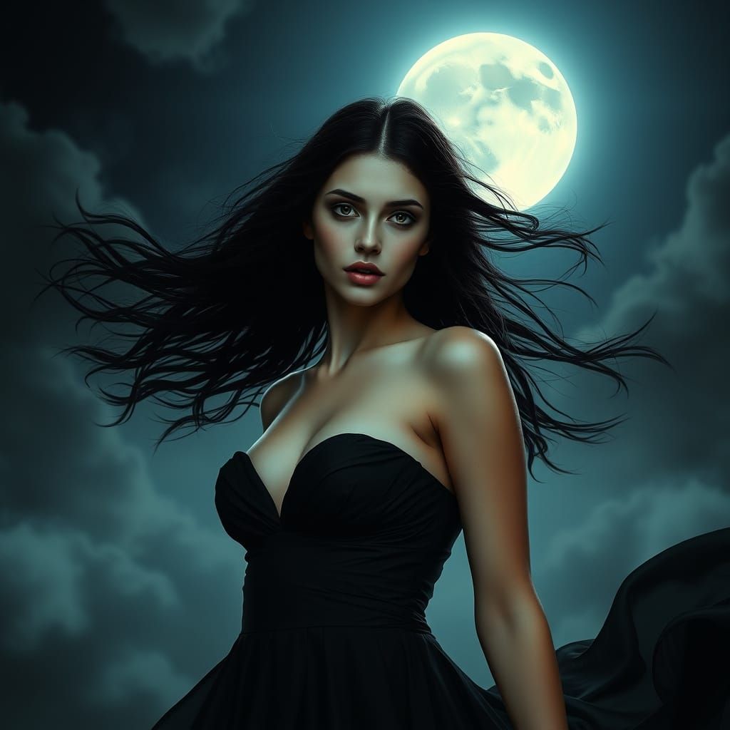 Night-Girl Manifestation Inspiring Evil Dreams in Surrealist...