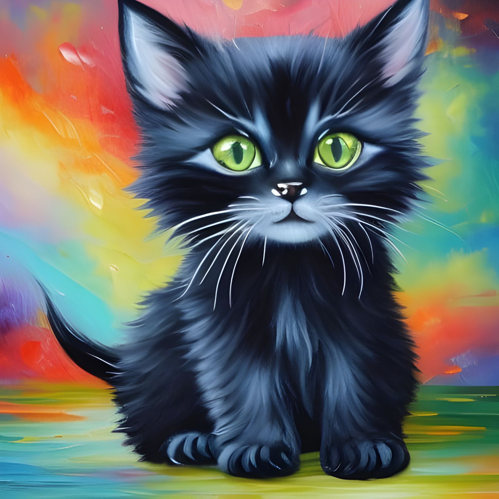 Eldritch Kitten Portrait in Expressionist Oil Painting