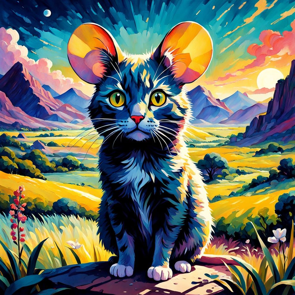 Mouse With Cat Ears in Epic Landscape