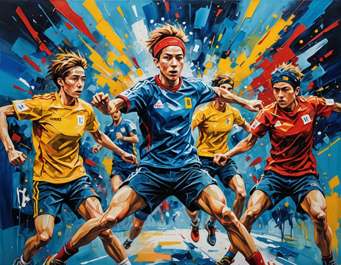 Paralympic Athletes in Action: A Vibrant Oil Painting