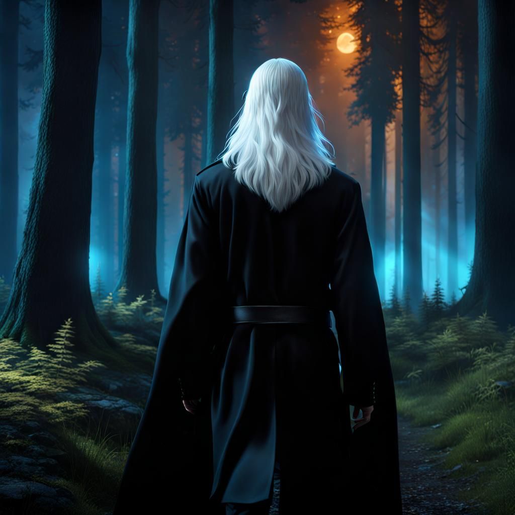 Pale Boy Walks to Forest: Detailed Matte Painting