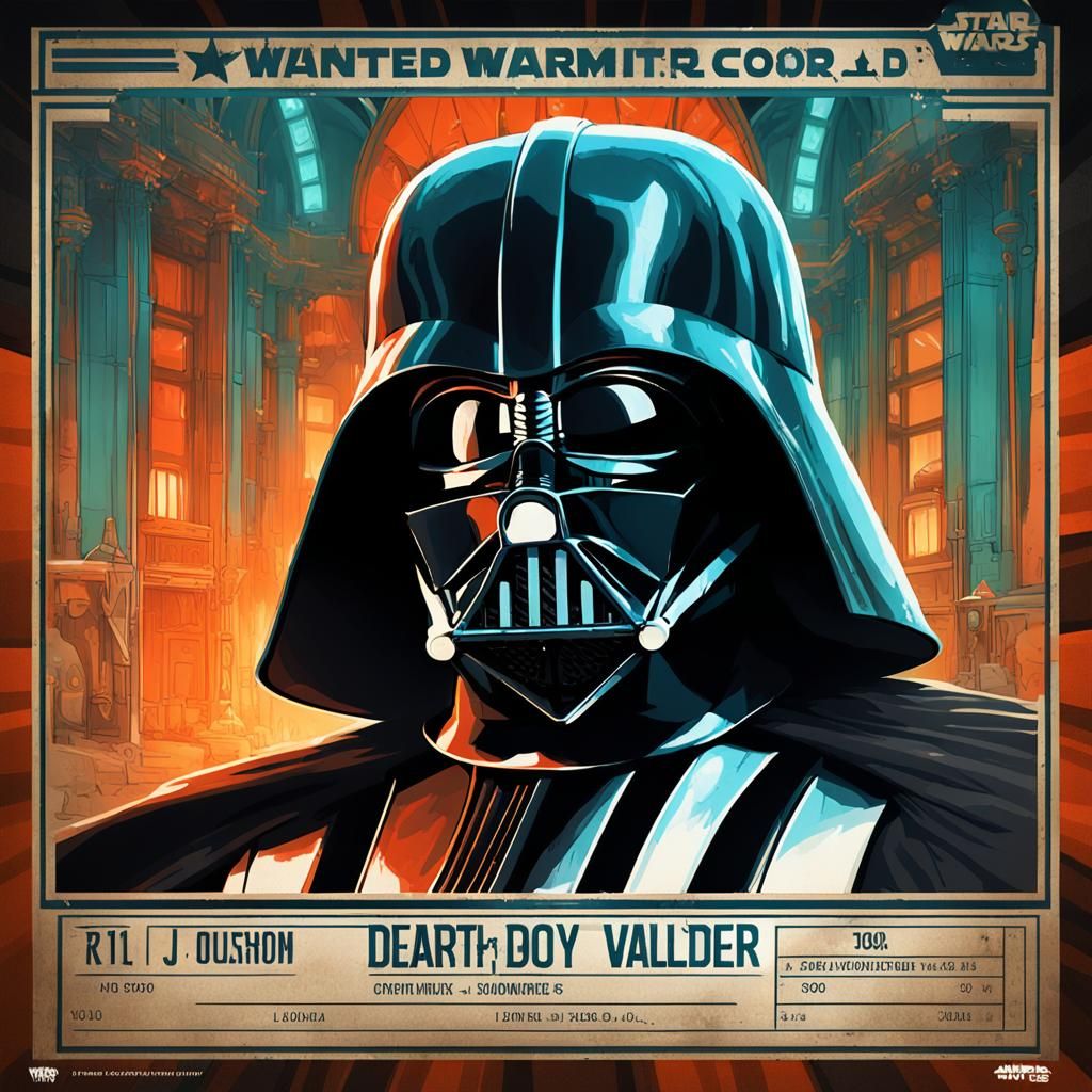 wanted poster for Darth Vader from Star Wars