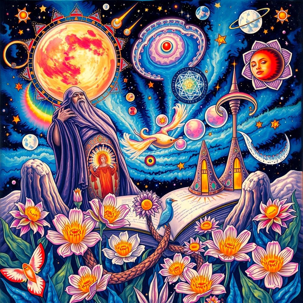 1960s Sci-Fi Hippie Illustration Book Cover