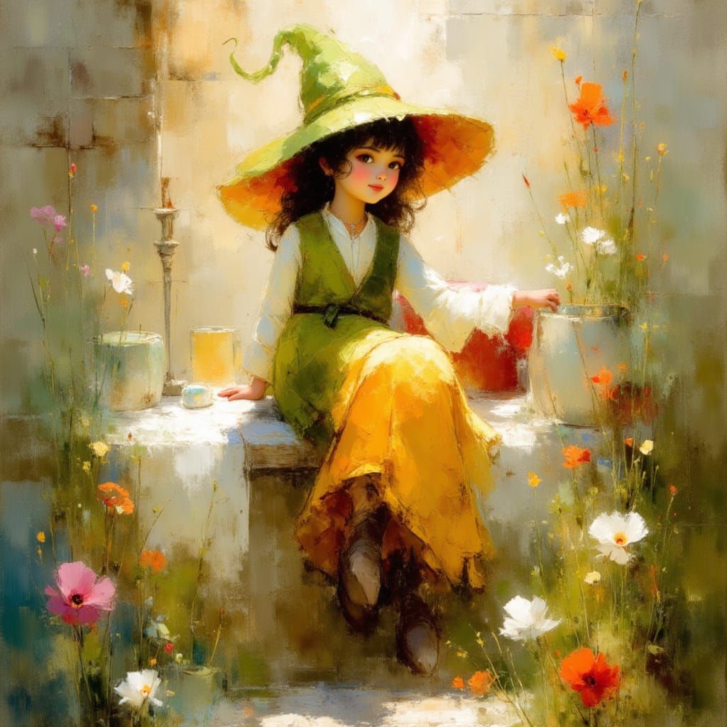 Elf and Hippo in Whimsical Fantasy Style