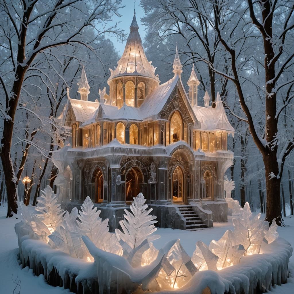Baroque Ice House Sculpture in Winter Wonderland