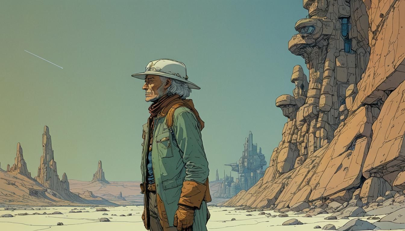 Surreal Landscape Art in Moebius Style