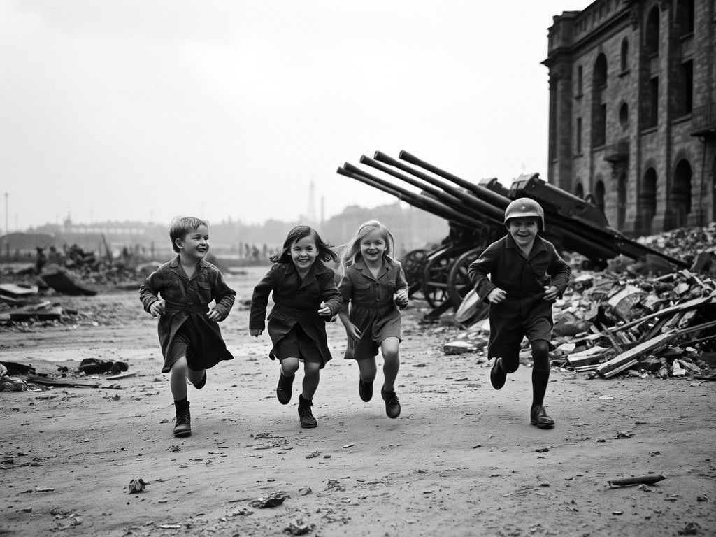 Children Play Among Ruins in Post-War Berlin