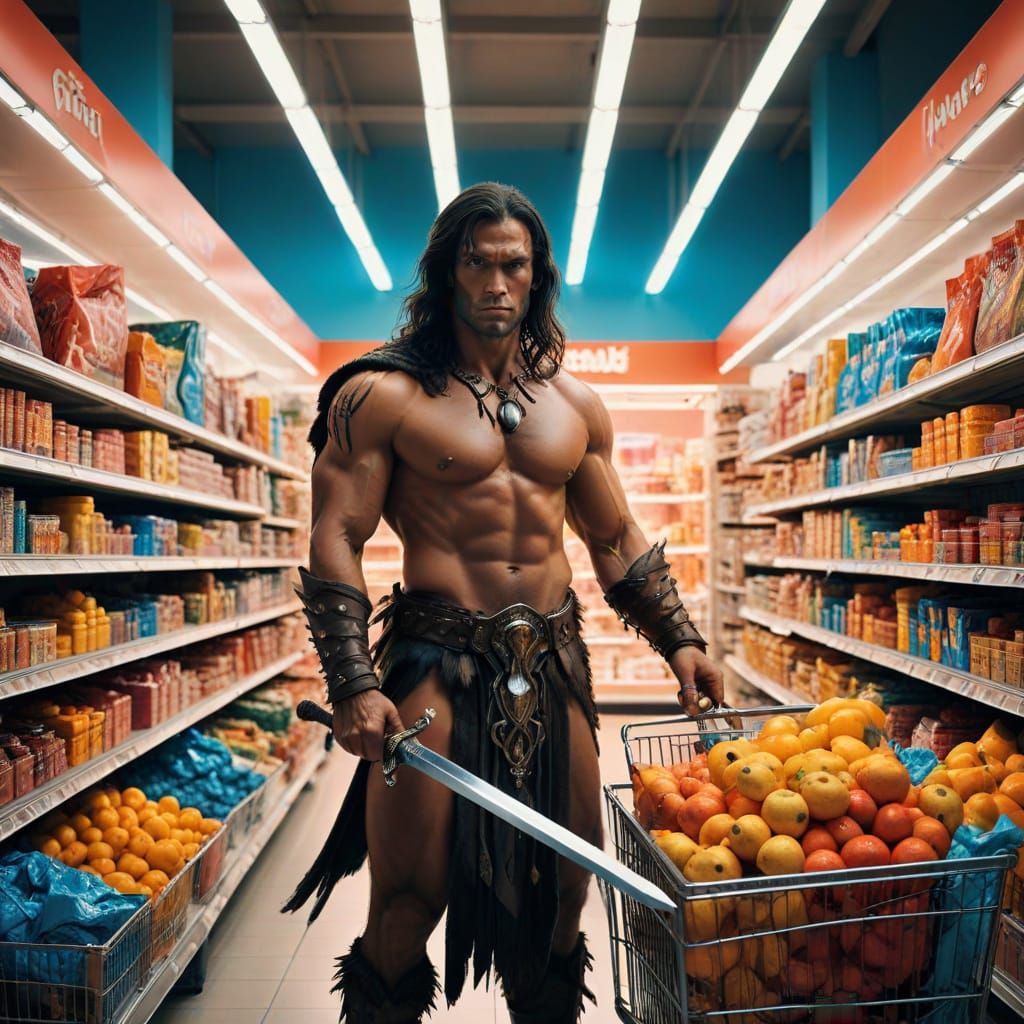 Conan the Barbarian Doing Grocery