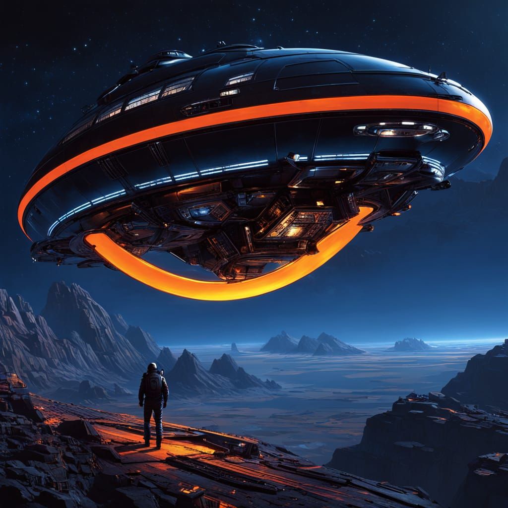 Majestic Futuristic Space Ship in Cosmic Odyssey